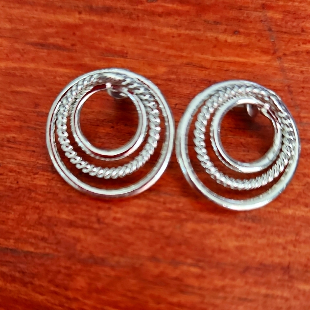 Elegant Silver Circular Earrings